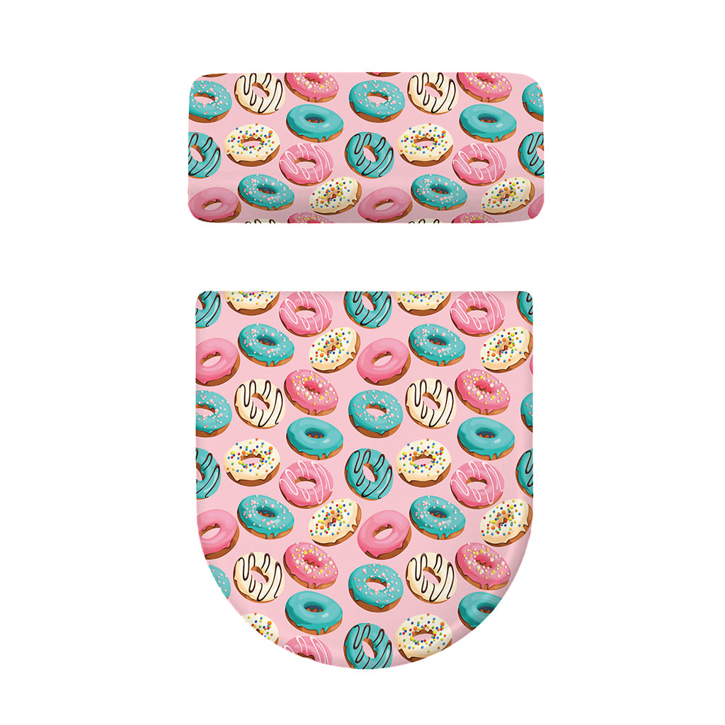 Cute Donut Pattern Print Toilet Lid And Tank Cover Set