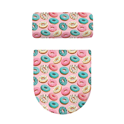 Cute Donut Pattern Print Toilet Lid And Tank Cover Set
