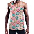 Cute Donut Pattern Print Men's Workout Tank Top