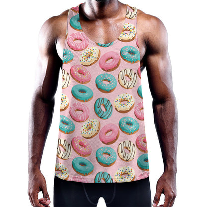 Cute Donut Pattern Print Training Tank Top