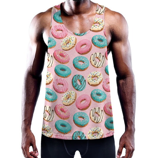 Cute Donut Pattern Print Training Tank Top