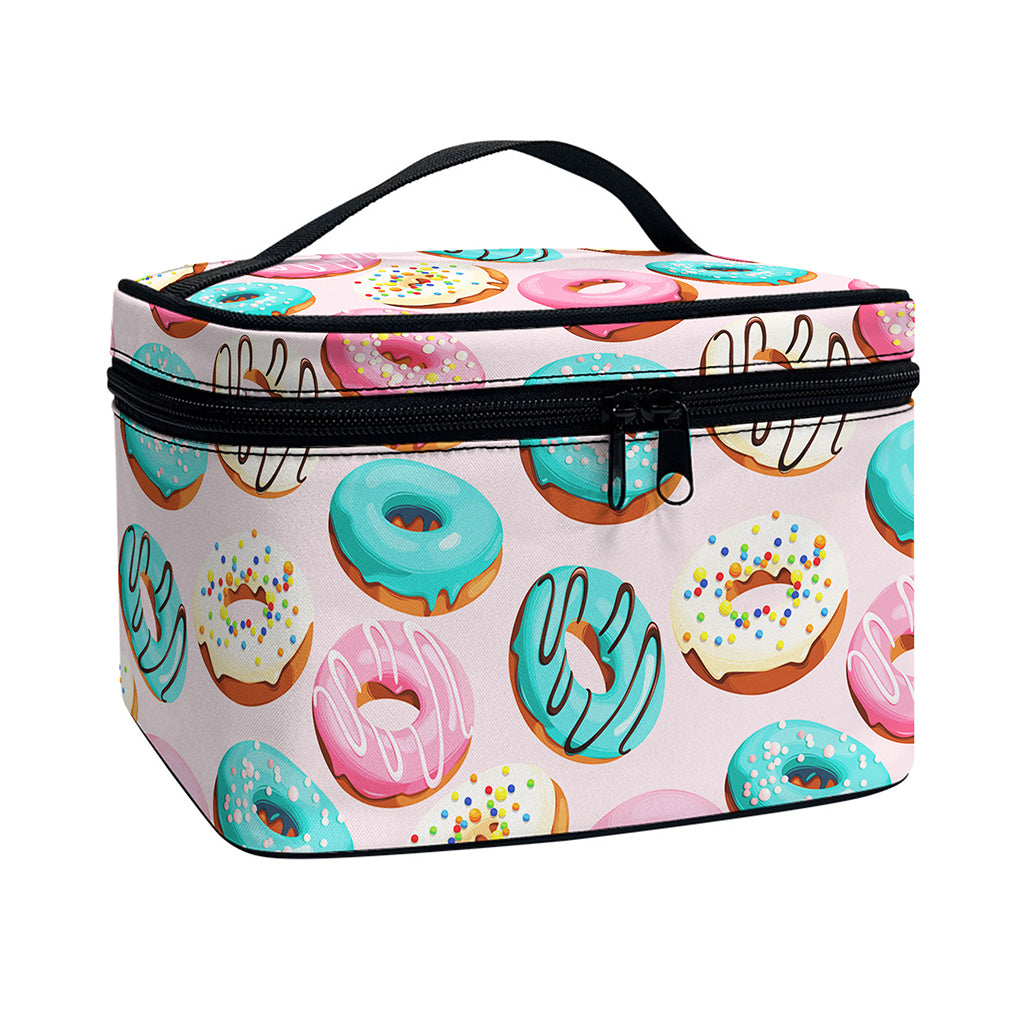 Cute Donut Pattern Print Travel Makeup Bag