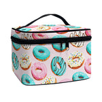 Cute Donut Pattern Print Travel Makeup Bag