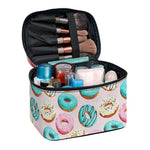 Cute Donut Pattern Print Travel Makeup Bag