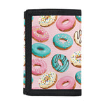 Cute Donut Pattern Print Trifold Wallet