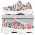 Cute Donut Pattern Print White Chunky Shoes