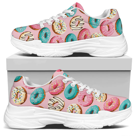 Cute Donut Pattern Print White Chunky Shoes