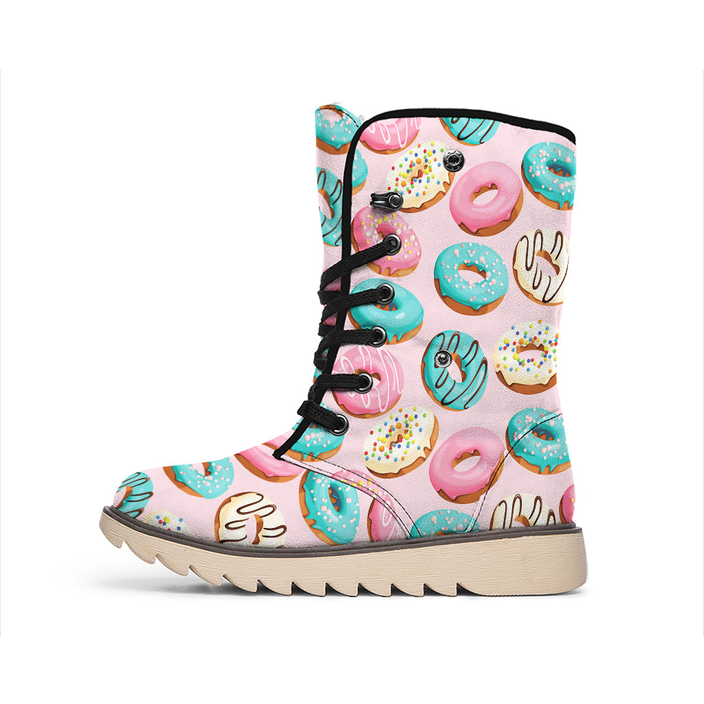Cute Donut Pattern Print Winter Boots