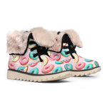 Cute Donut Pattern Print Winter Boots