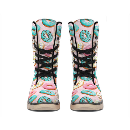 Cute Donut Pattern Print Winter Boots