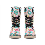 Cute Donut Pattern Print Winter Boots