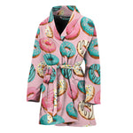 Cute Donut Pattern Print Women's Bathrobe