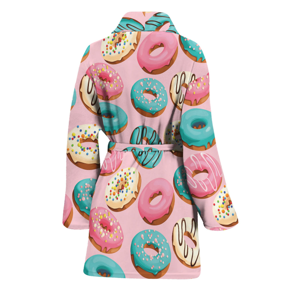 Cute Donut Pattern Print Women's Bathrobe