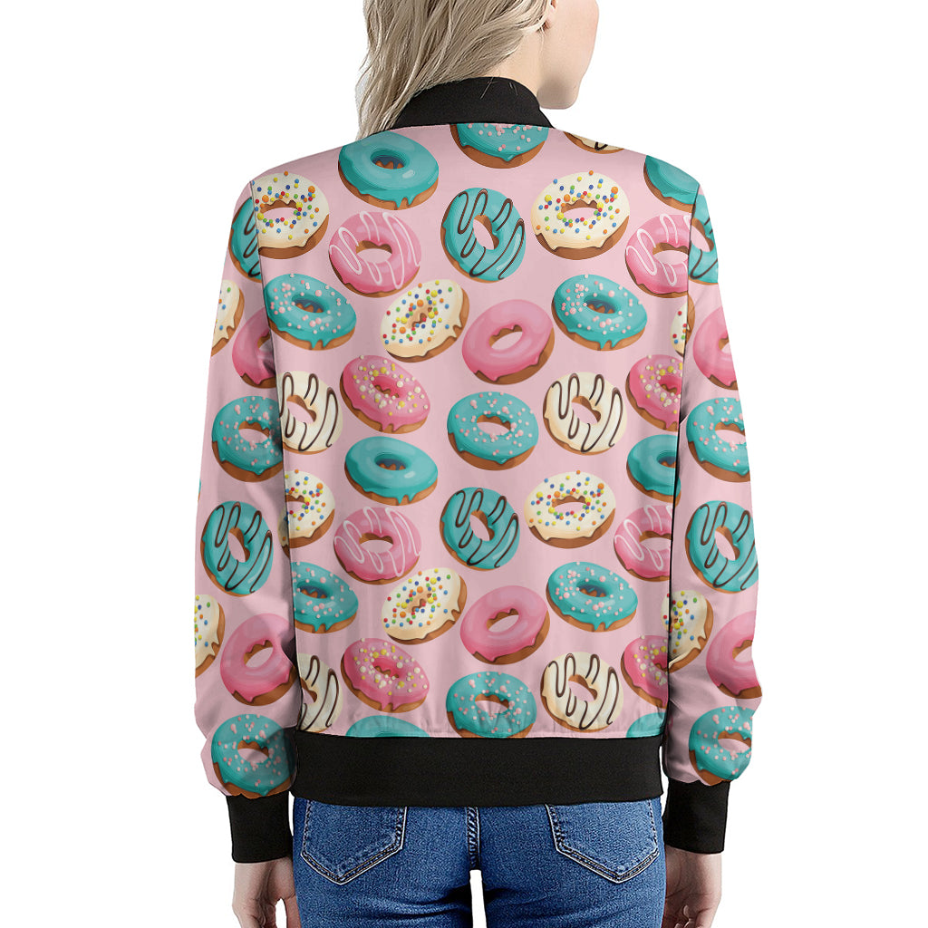 Cute Donut Pattern Print Women's Bomber Jacket