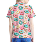 Cute Donut Pattern Print Women's Polo Shirt