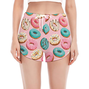 Cute Donut Pattern Print Women's Split Running Shorts