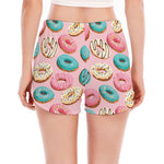 Cute Donut Pattern Print Women's Split Running Shorts