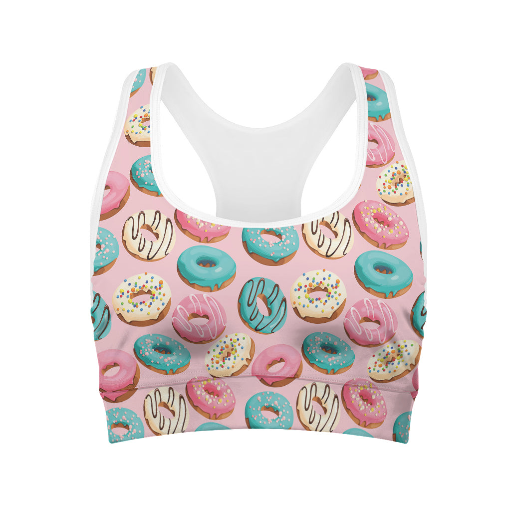 Cute Donut Pattern Print Women's Sports Bra