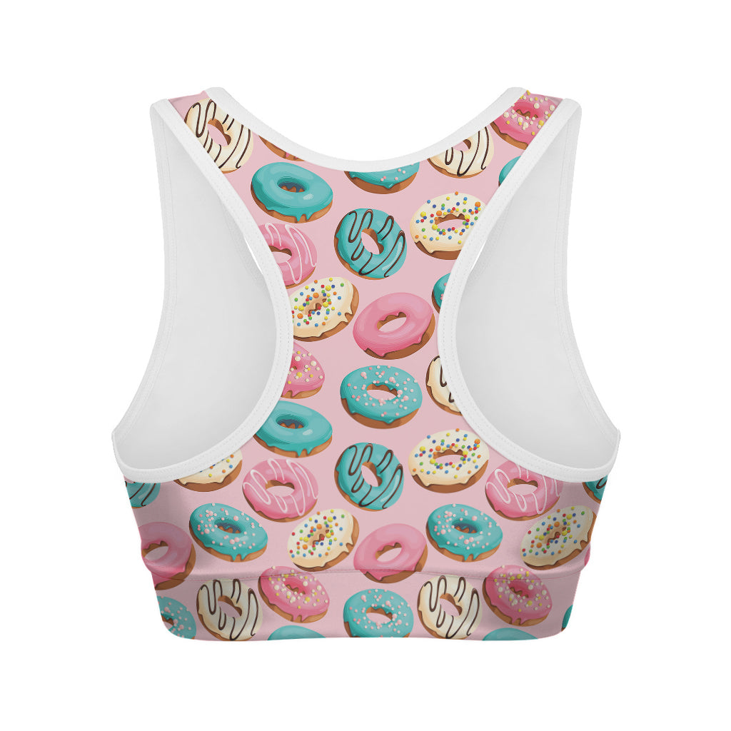 Cute Donut Pattern Print Women's Sports Bra