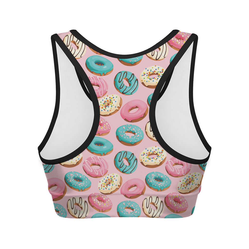 Cute Donut Pattern Print Women's Sports Bra