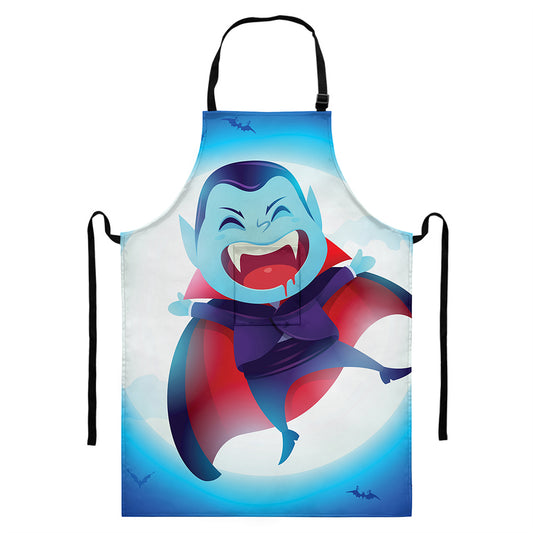 Cute Dracula Print Bib Apron With Pocket