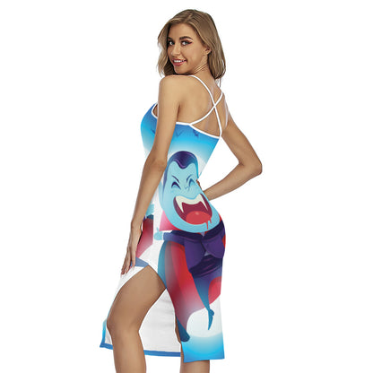 Cute Dracula Print Cross Back Cami Dress