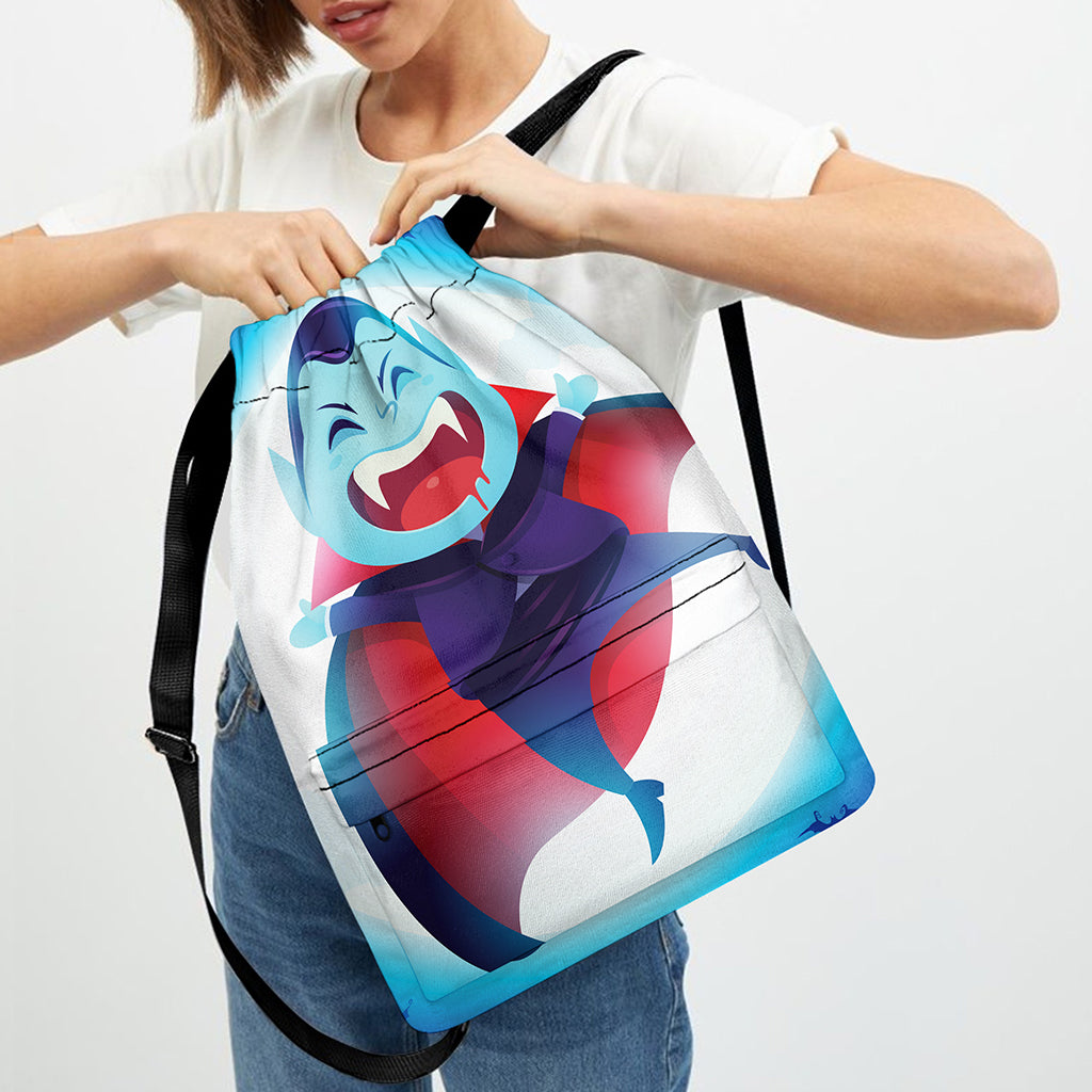 Cute Dracula Print Drawstring Backpack