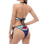 Cute Dracula Print Halter Scoop Tie Side Bikini