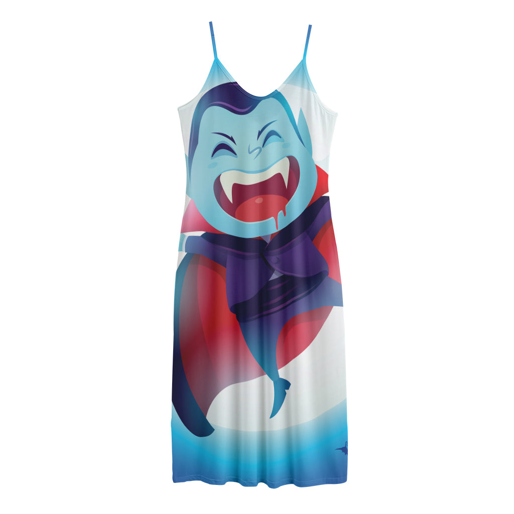 Cute Dracula Print Jersey Midi Cami Dress