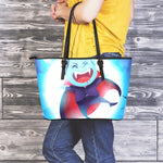 Cute Dracula Print Leather Tote Bag