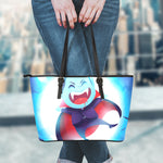 Cute Dracula Print Leather Tote Bag