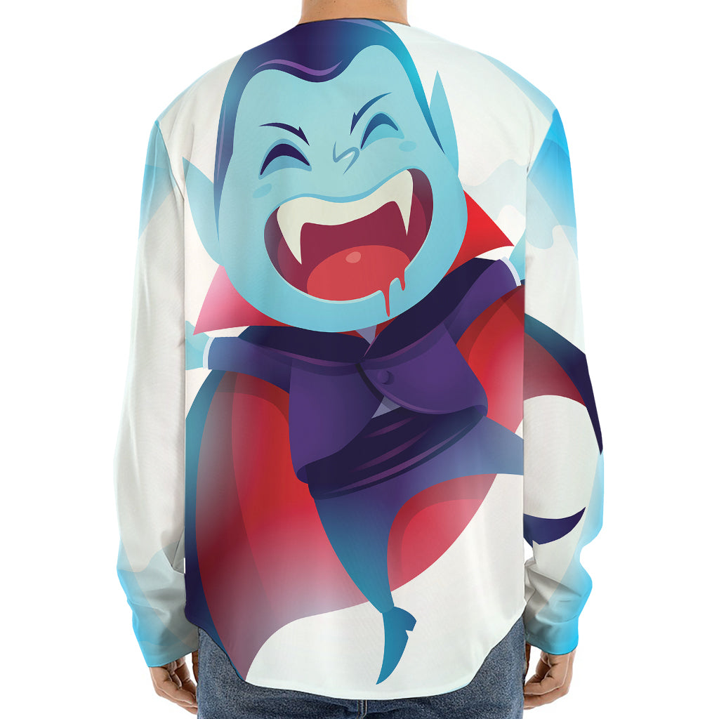 Cute Dracula Print Long Sleeve Baseball Jersey