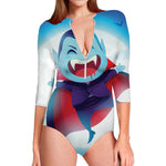 Cute Dracula Print Long Sleeve Swimsuit