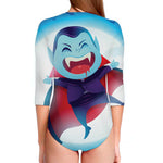 Cute Dracula Print Long Sleeve Swimsuit