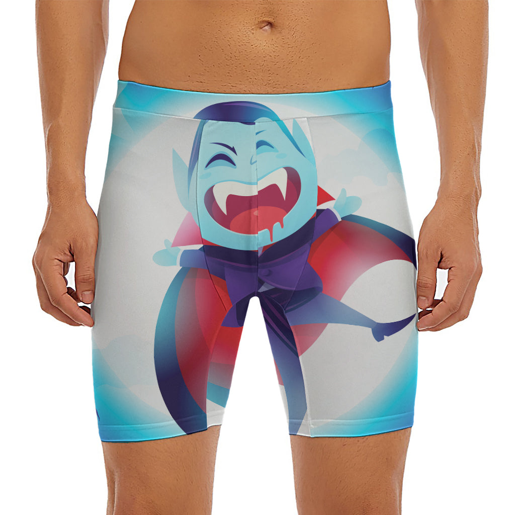 Cute Dracula Print Men's Long Boxer Briefs