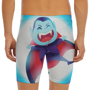 Cute Dracula Print Men's Long Boxer Briefs