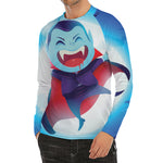 Cute Dracula Print Men's Long Sleeve Rash Guard