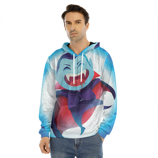 Cute Dracula Print Men's Velvet Pullover Hoodie