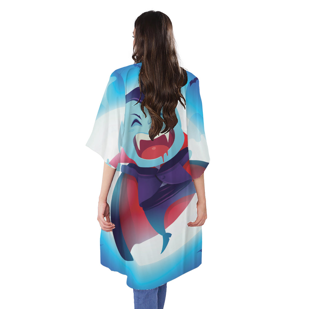 Cute Dracula Print Open Front Beach Cover Up