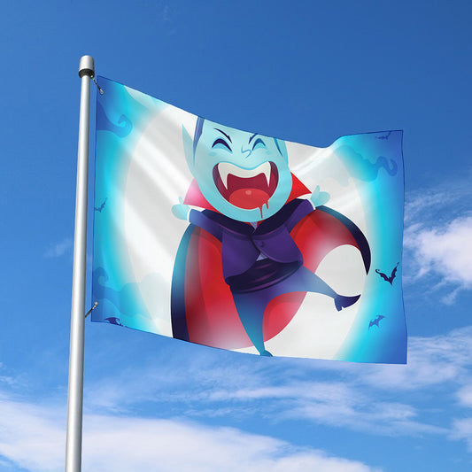 Cute Dracula Print Polyester Flag