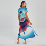 Cute Dracula Print Short Sleeve Maxi Dress