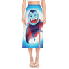 Cute Dracula Print Side Slit Midi Skirt