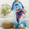 Cute Dracula Print Silk V-Neck Kaftan Dress