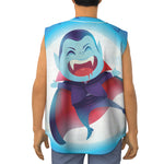 Cute Dracula Print Sleeveless Baseball Jersey