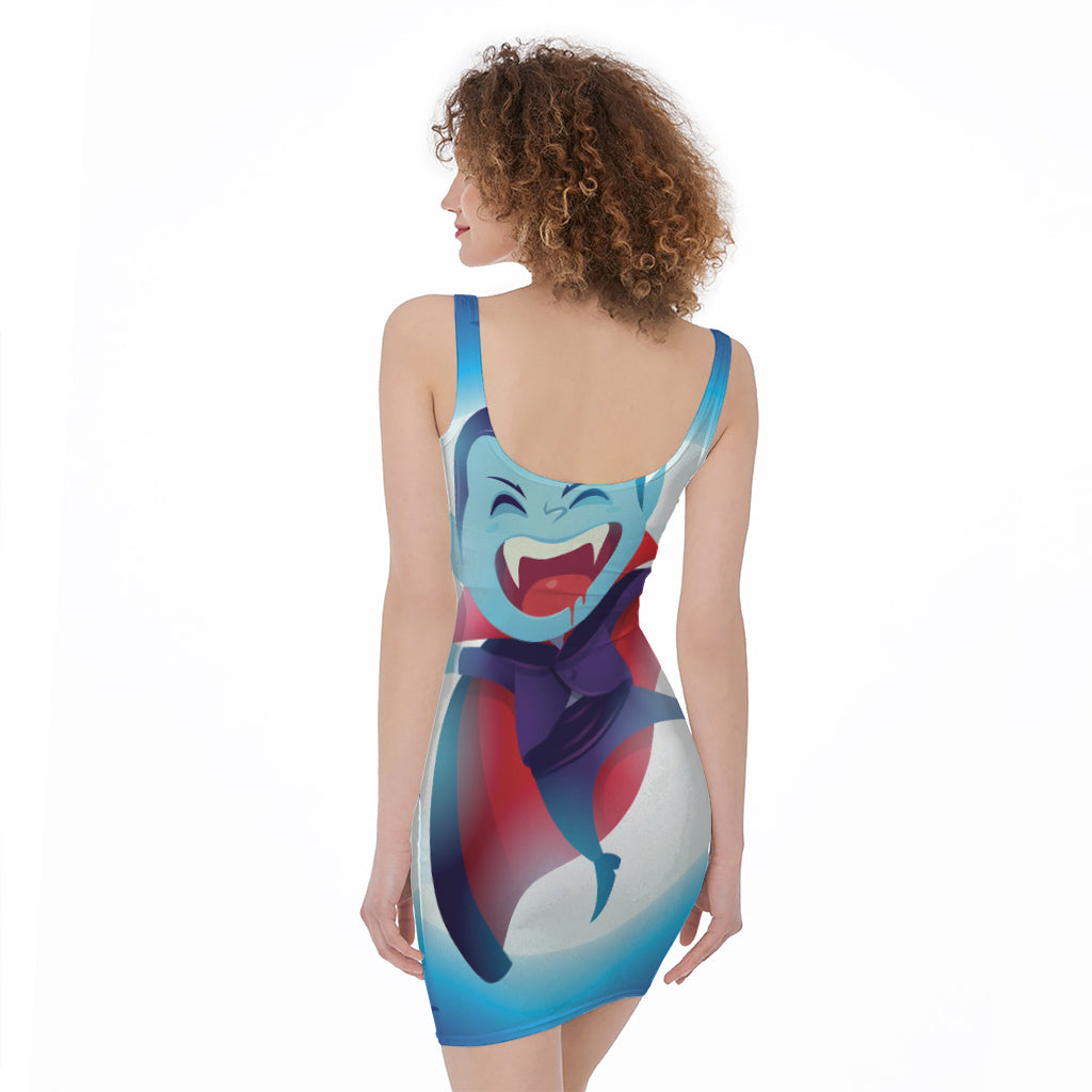 Cute Dracula Print Sleeveless Bodycon Dress