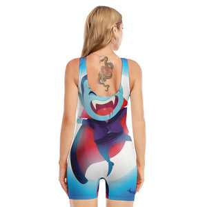 Cute Dracula Print Sleeveless One Piece Swimsuit