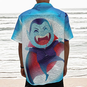 Cute Dracula Print Textured Short Sleeve Shirt