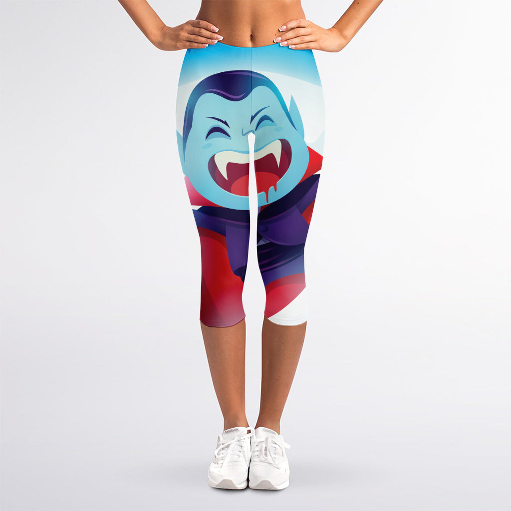Cute Dracula Print Women's Capri Leggings