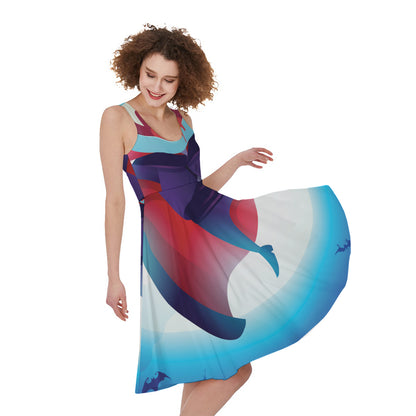Cute Dracula Print Women's Sleeveless Dress