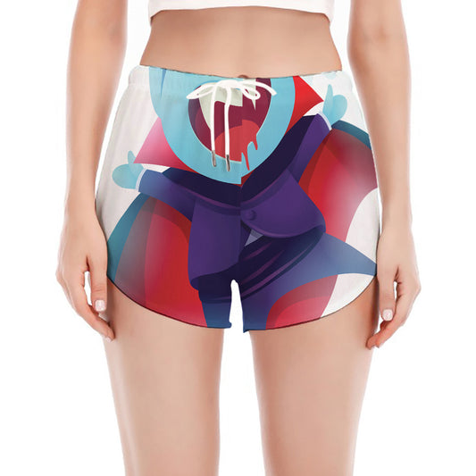Cute Dracula Print Women's Split Running Shorts